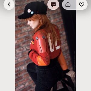 One of a Kind Neon Genesis Evangelion Asuka EVA 02 Cosplay Cropped Bomber Jacket